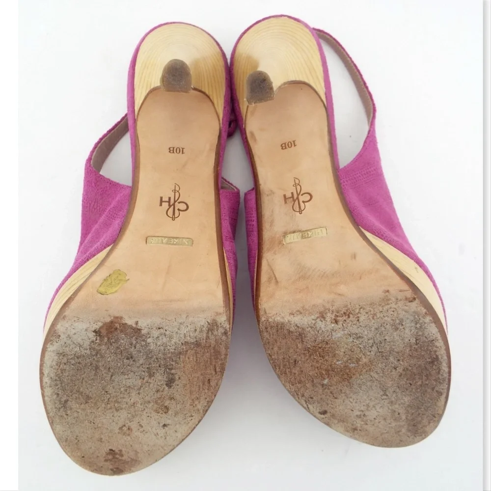 COLE HAAN Nike Air Pink Suede Leather Slingback Platform Heel Sandal Pumps 10